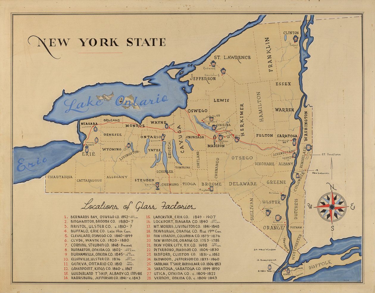 Map of New York State by American 20th Century