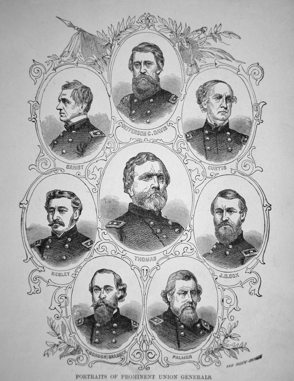 Eight prominent American Civil War Generals by American School