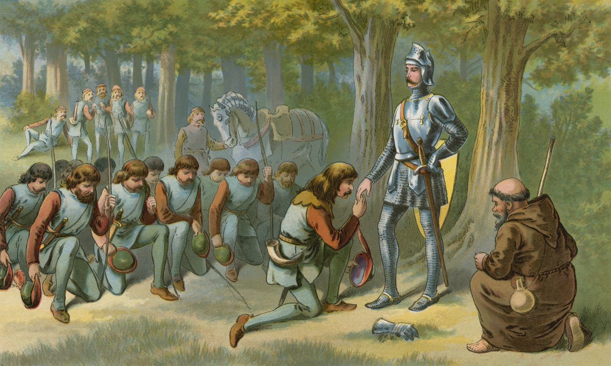 King Richard Pardons Robin and His Men by American School