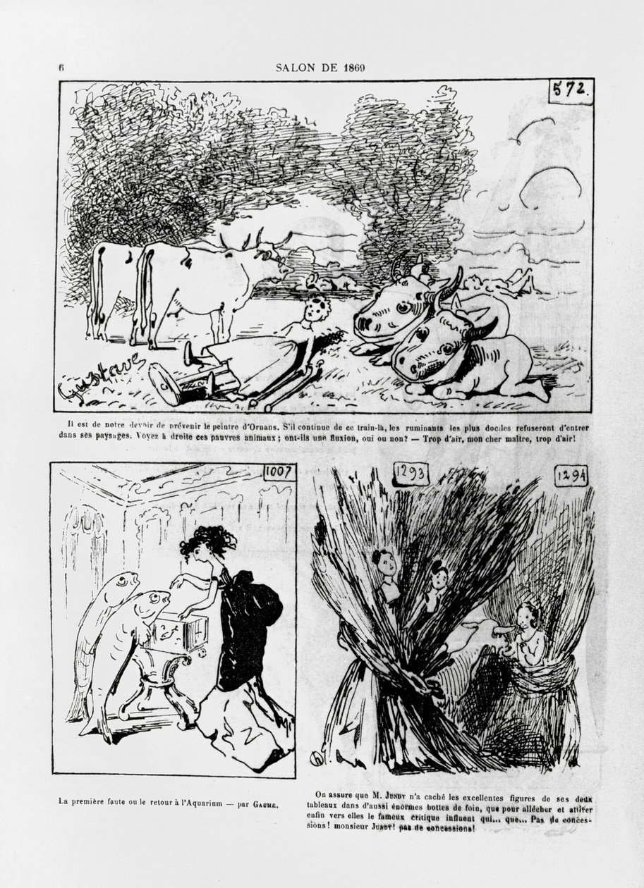 Caricatures of the work of the French artists, Courbet, Gaume and Jundt, from the magazine 