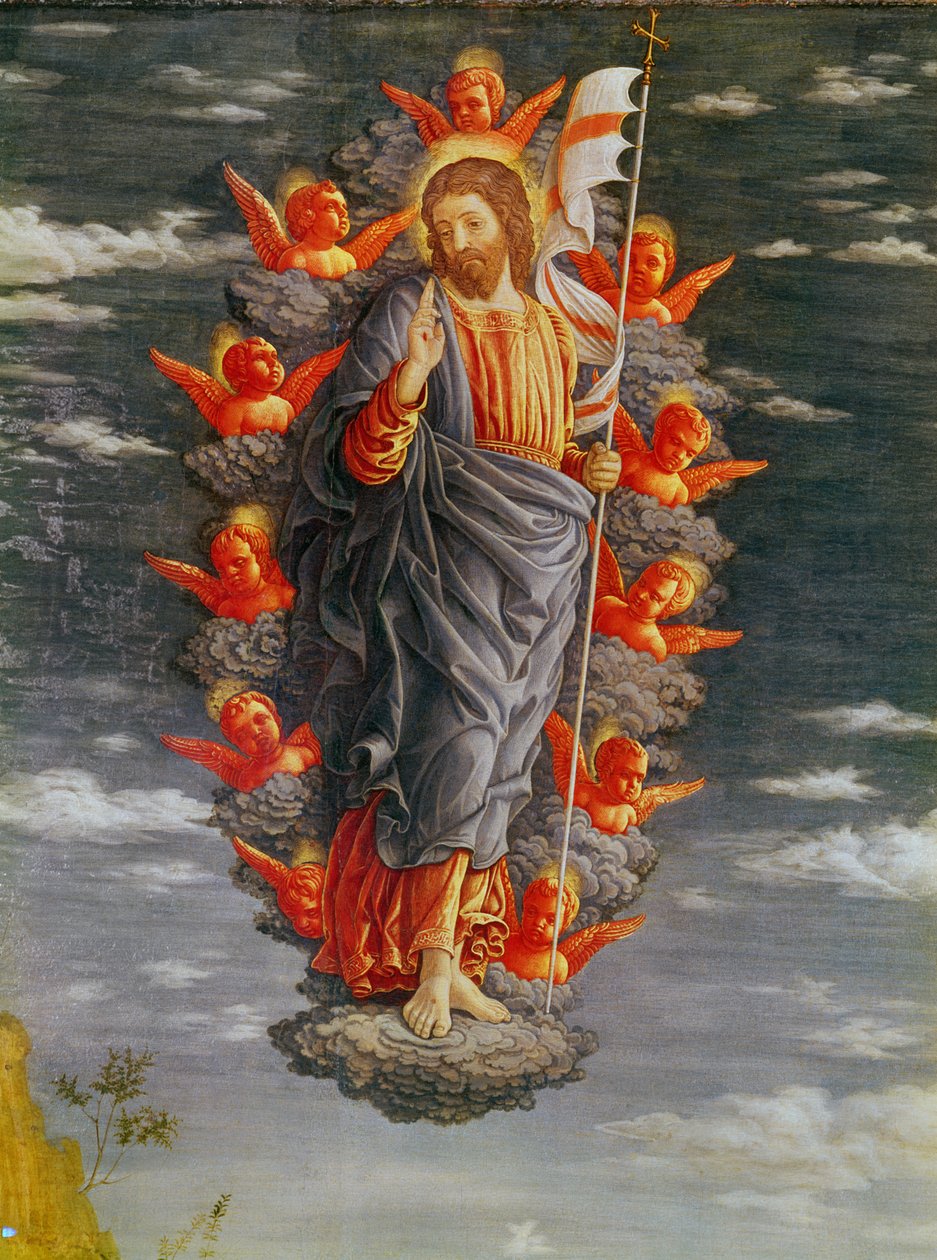 Altarpiece of the Adoration of the Magi (left panel: the Ascension, detail of Christ) by Andrea Mantegna