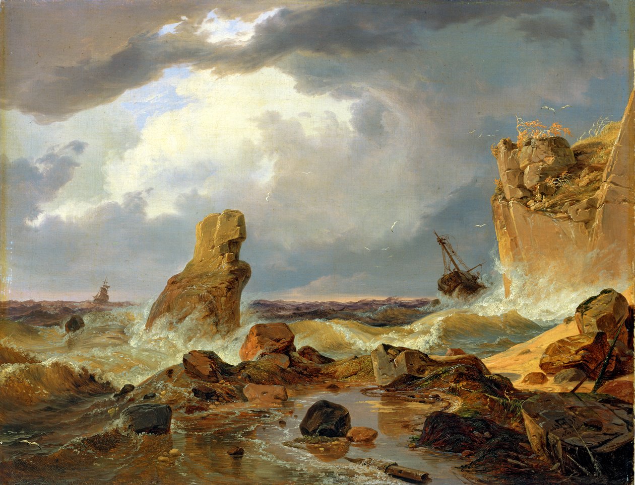 Surf on a Rocky Coast, 1835 by Andreas Achenbach