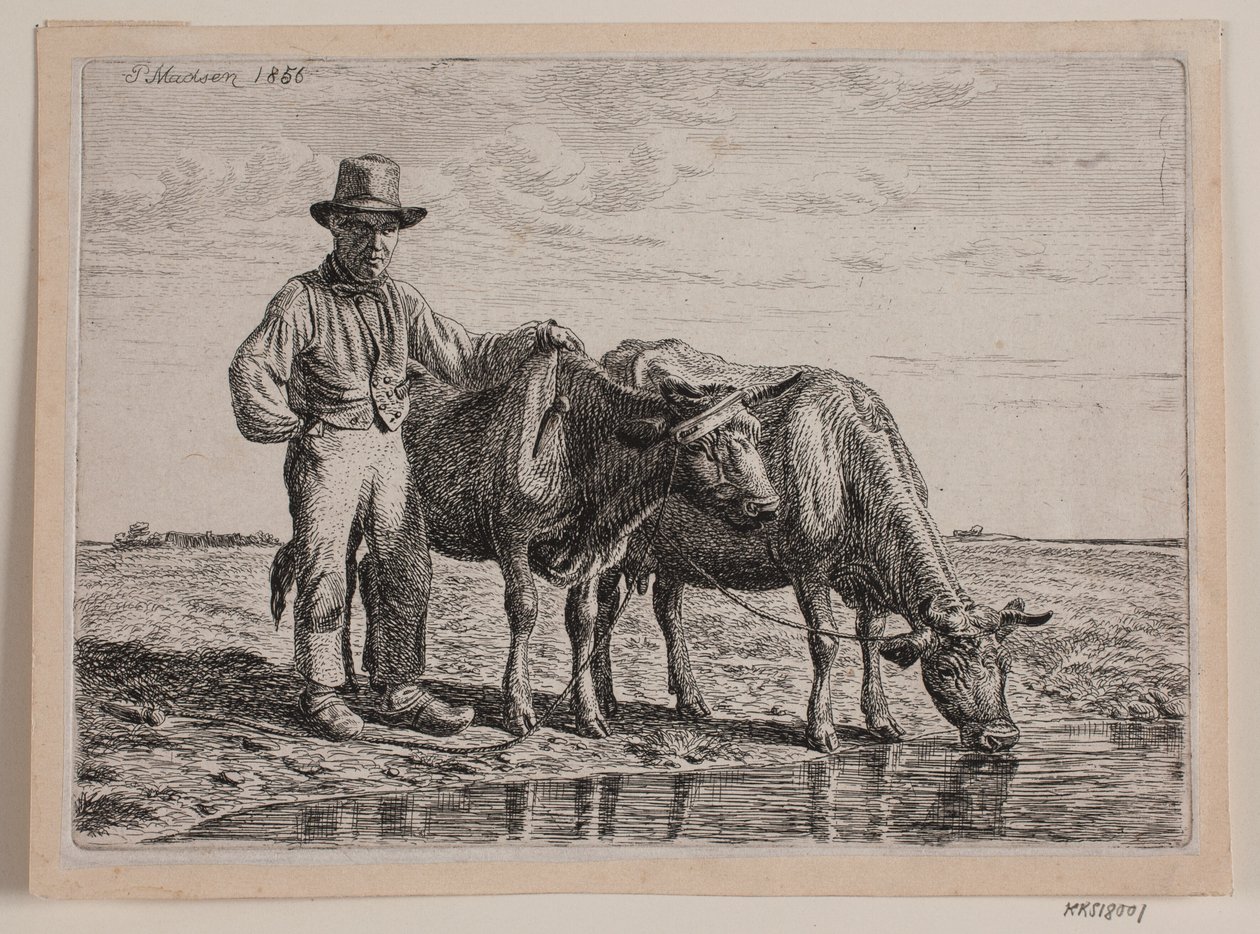 Shepherd with Cows by Andreas Peter Madsen