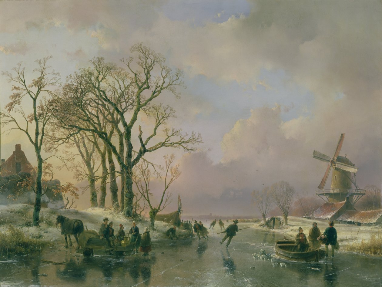 Skating in Holland by Andreas Schelfhout