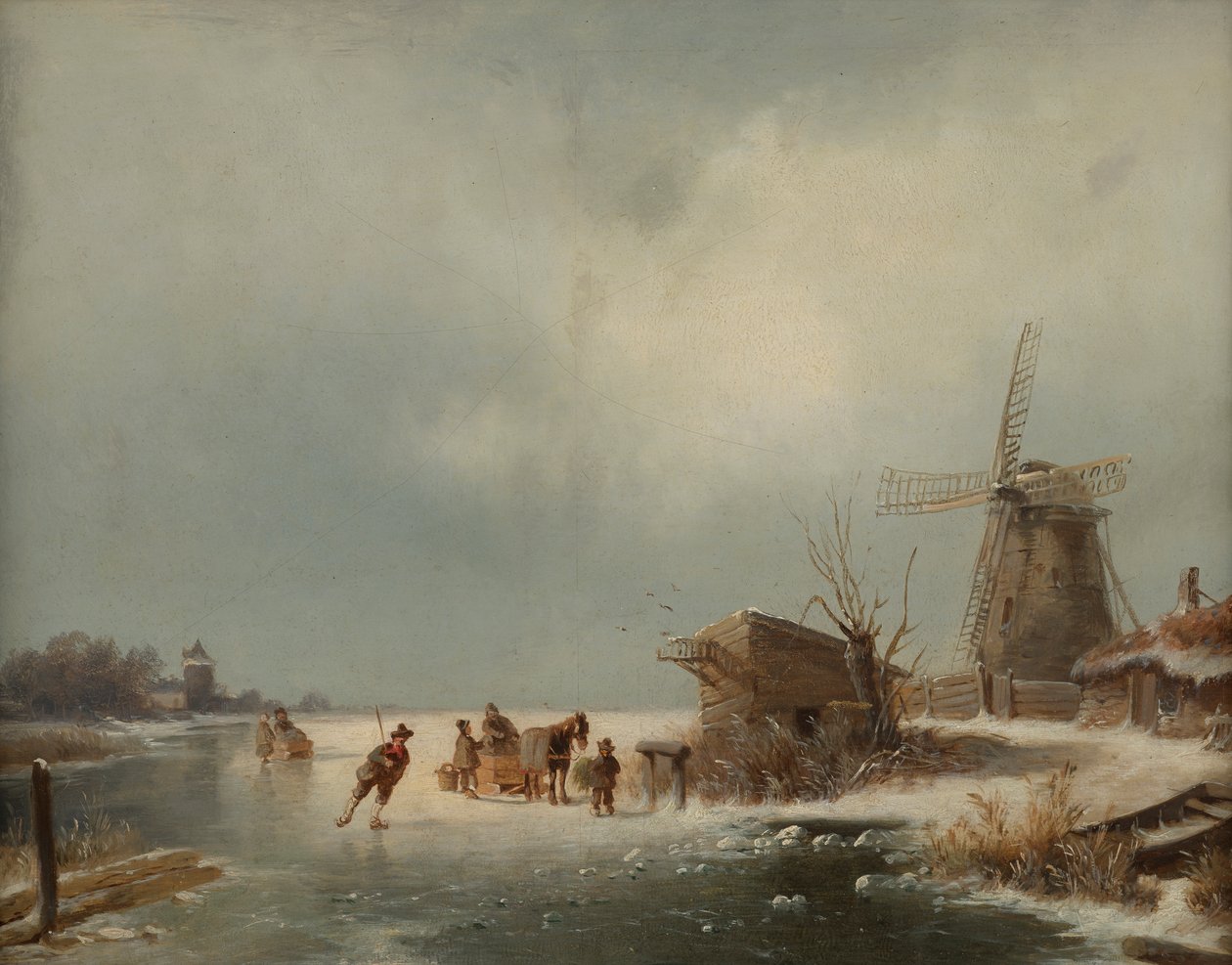 Winter Landscape with Ice Skaters by Andreas Schelfhout