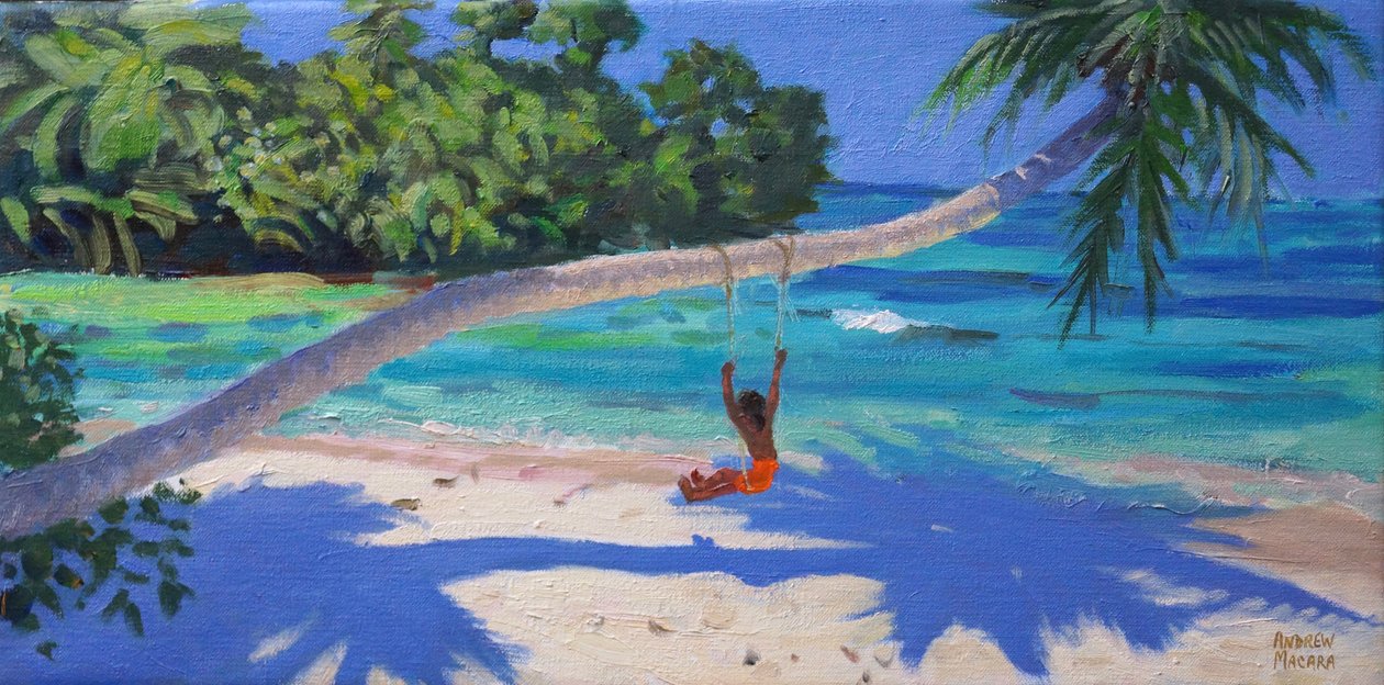 Girl on a swing, Seychelles by Andrew Macara