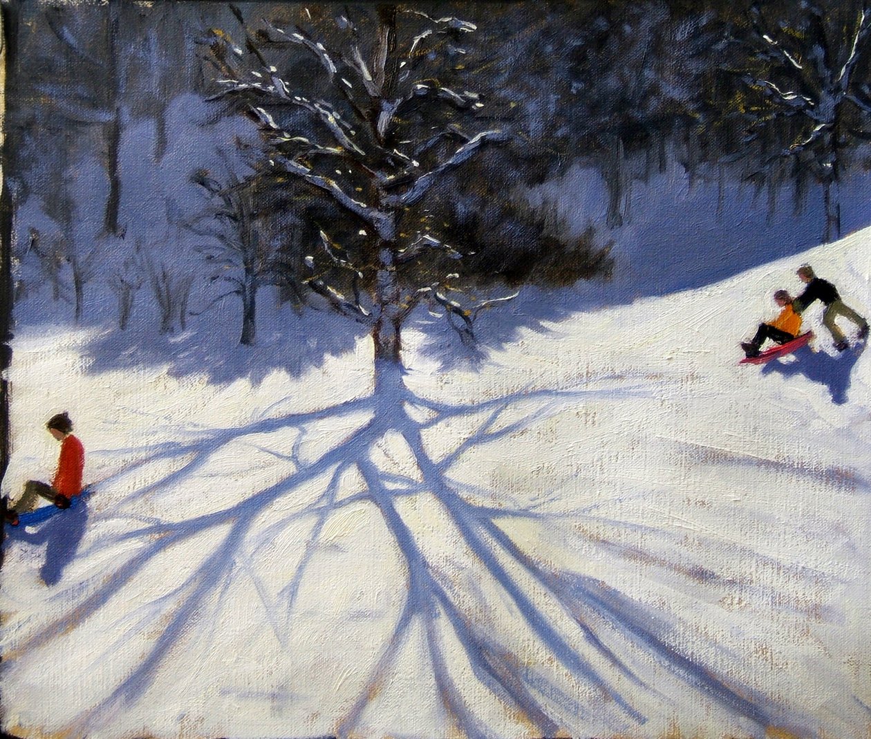 Tree and Two Tobogganers by Andrew Macara