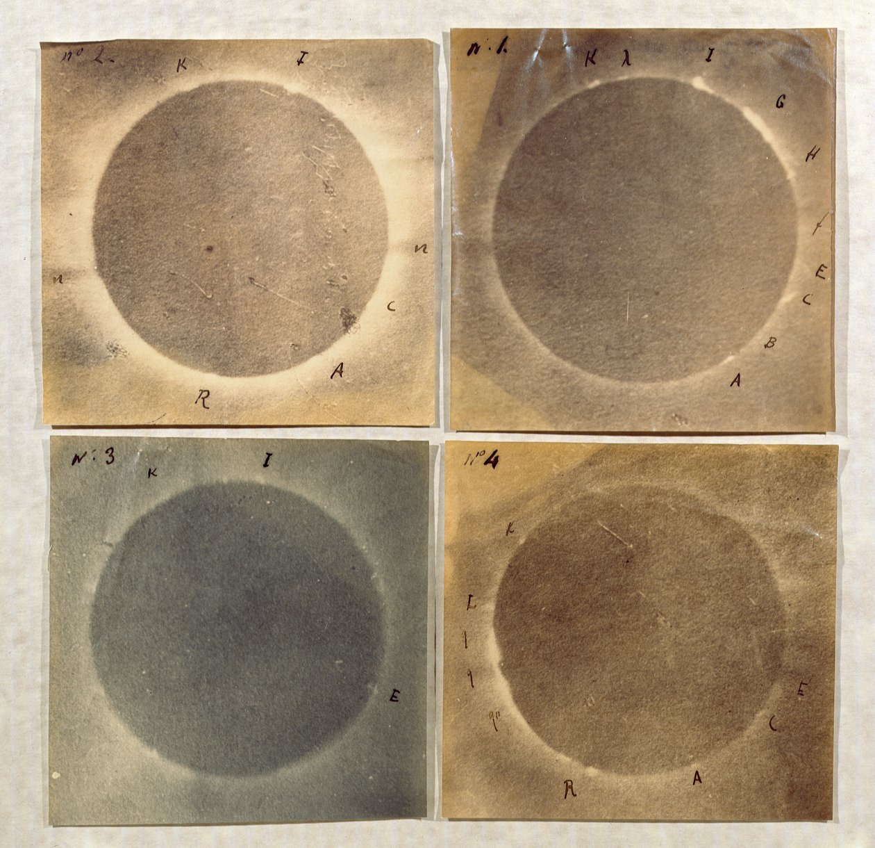 Four Views of the Solar Eclipse of 18th July 1860 by Angelo Secchi