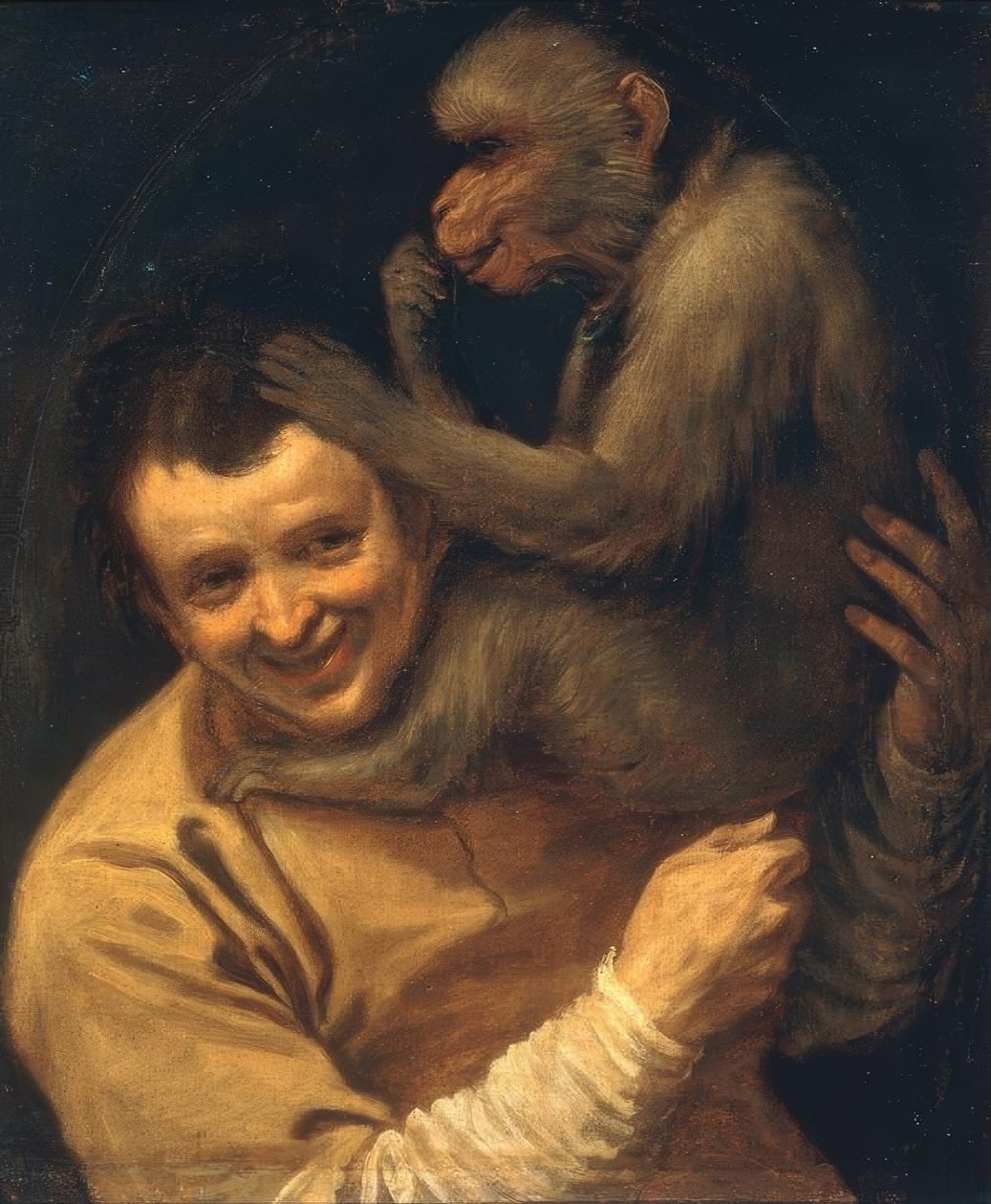 Man with Listening Monkey by Annibale Carracci