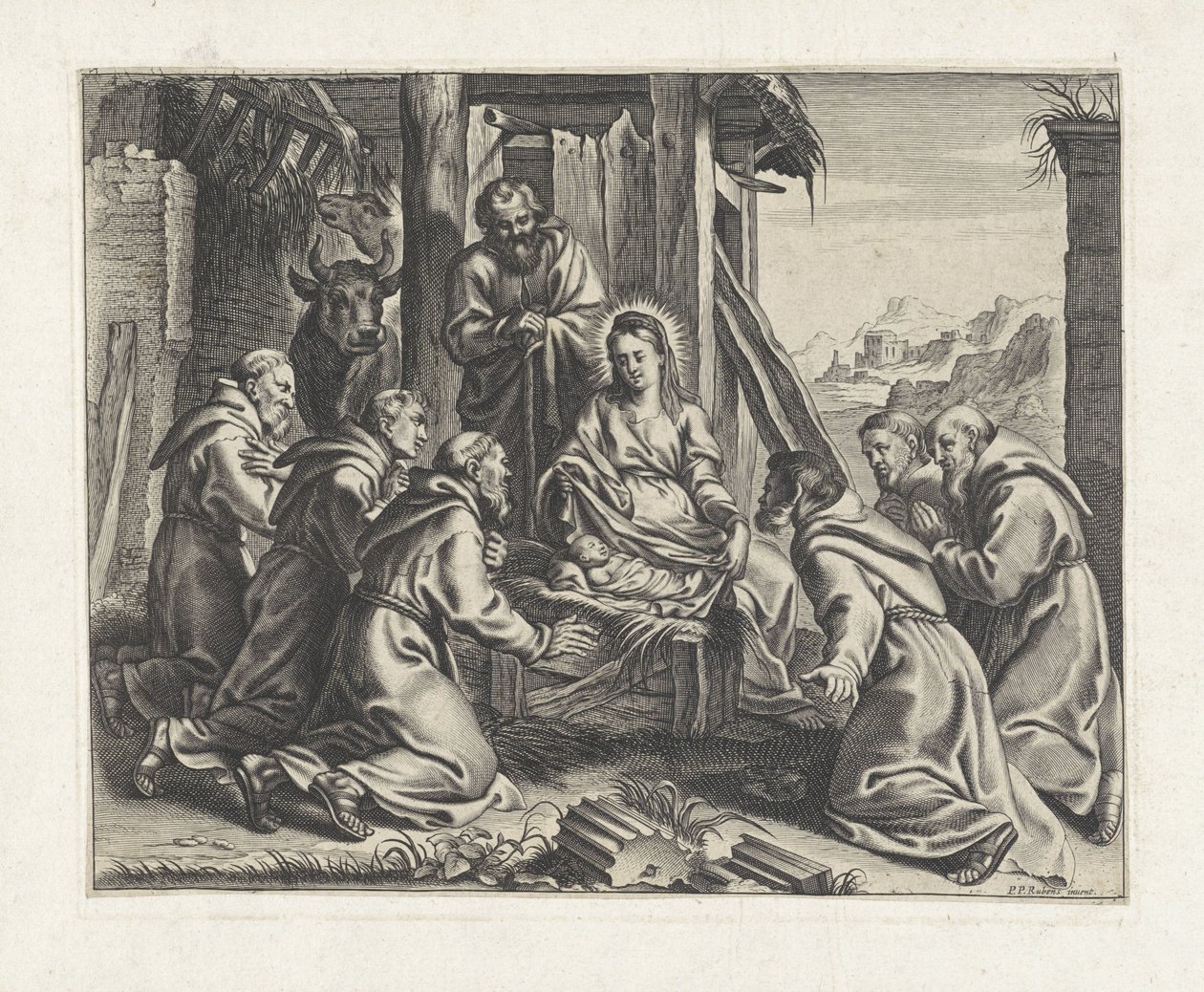 Adoration of the Christ Child by Monks by Anonymous