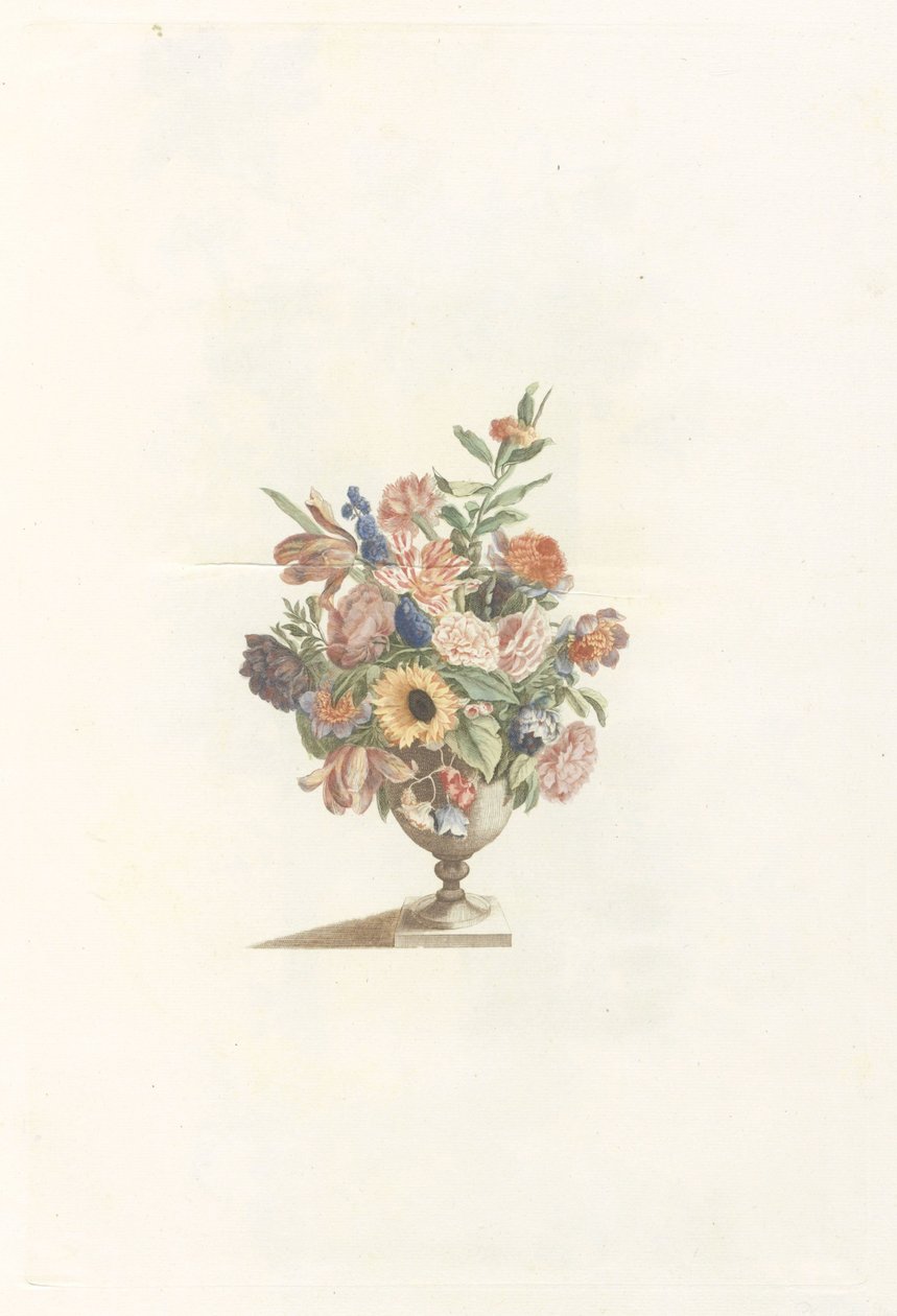 Flower Vase with Sunflower and Tulips by Anonymous