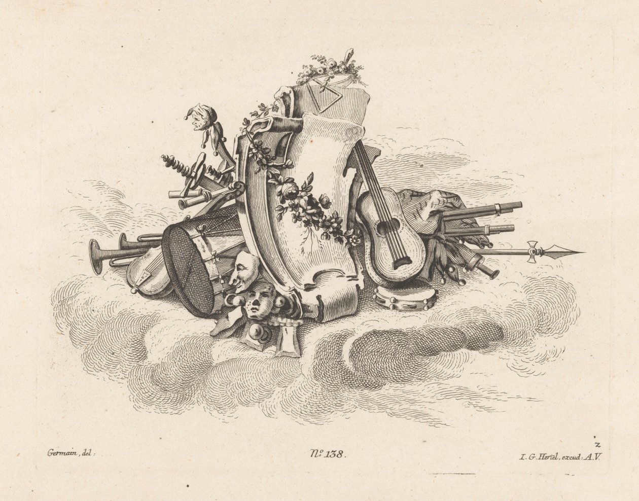 Cartouche with Musical Instruments by Anonymous