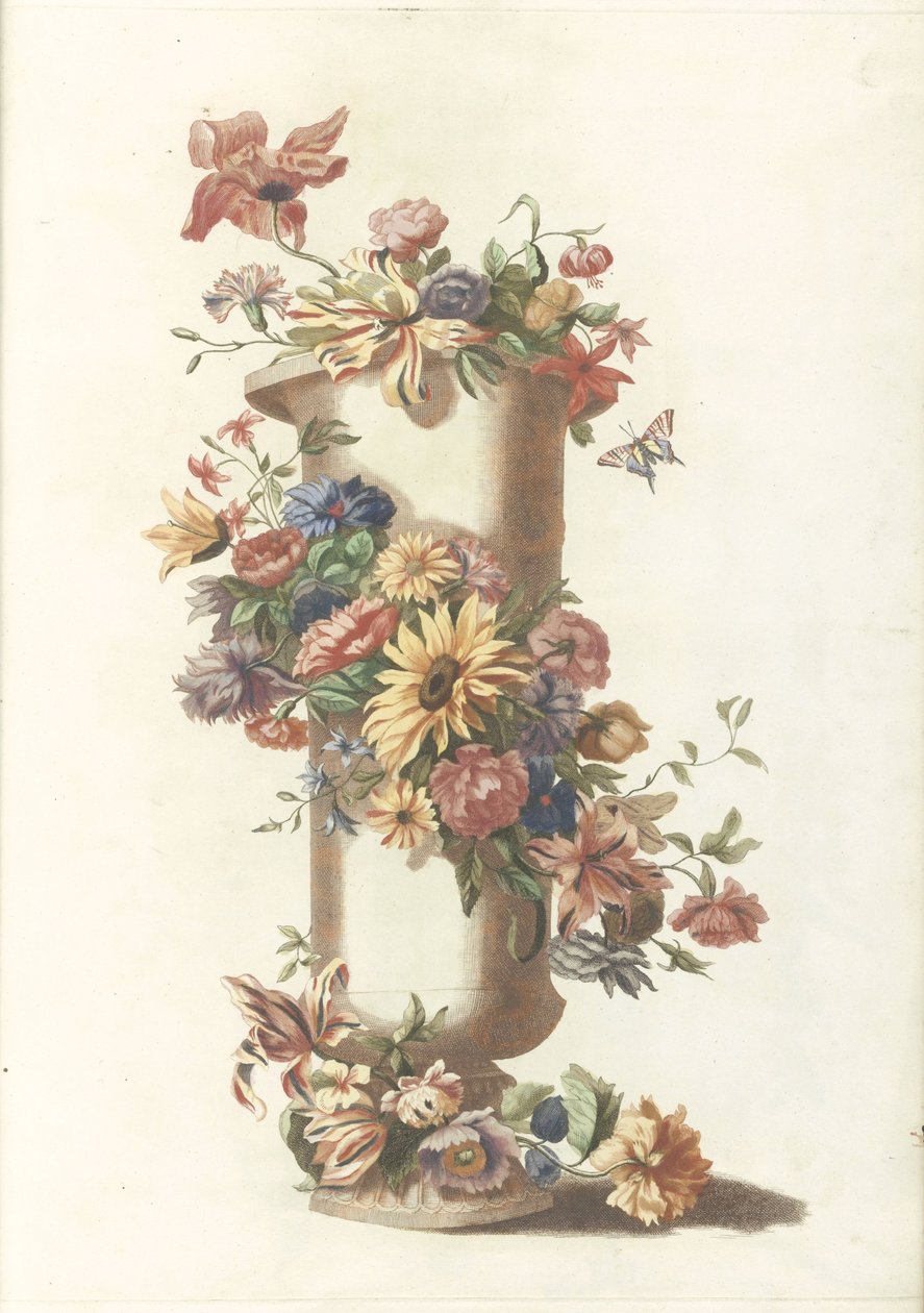 Cylindrical Vase with Flower Garland by Anonymous