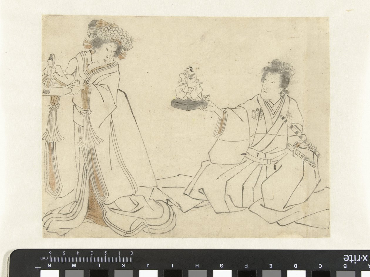Courtesan and Nobleman with Dolls by Anonymous