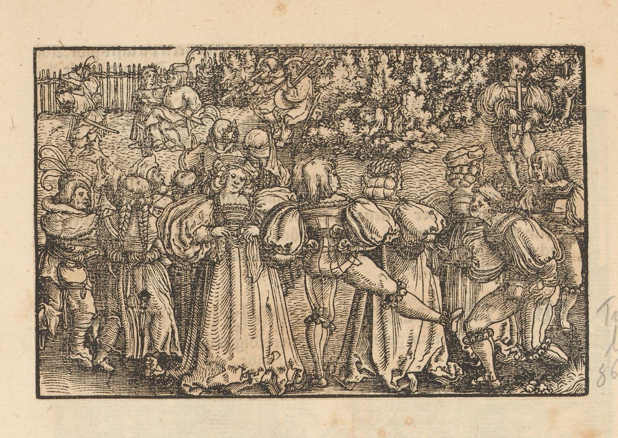 Dancing Crowd in a Garden by Anonymous