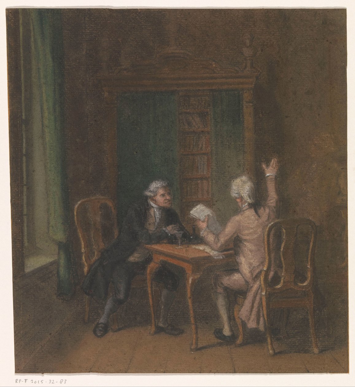 Interior with Two Men at a Table by Anonymous