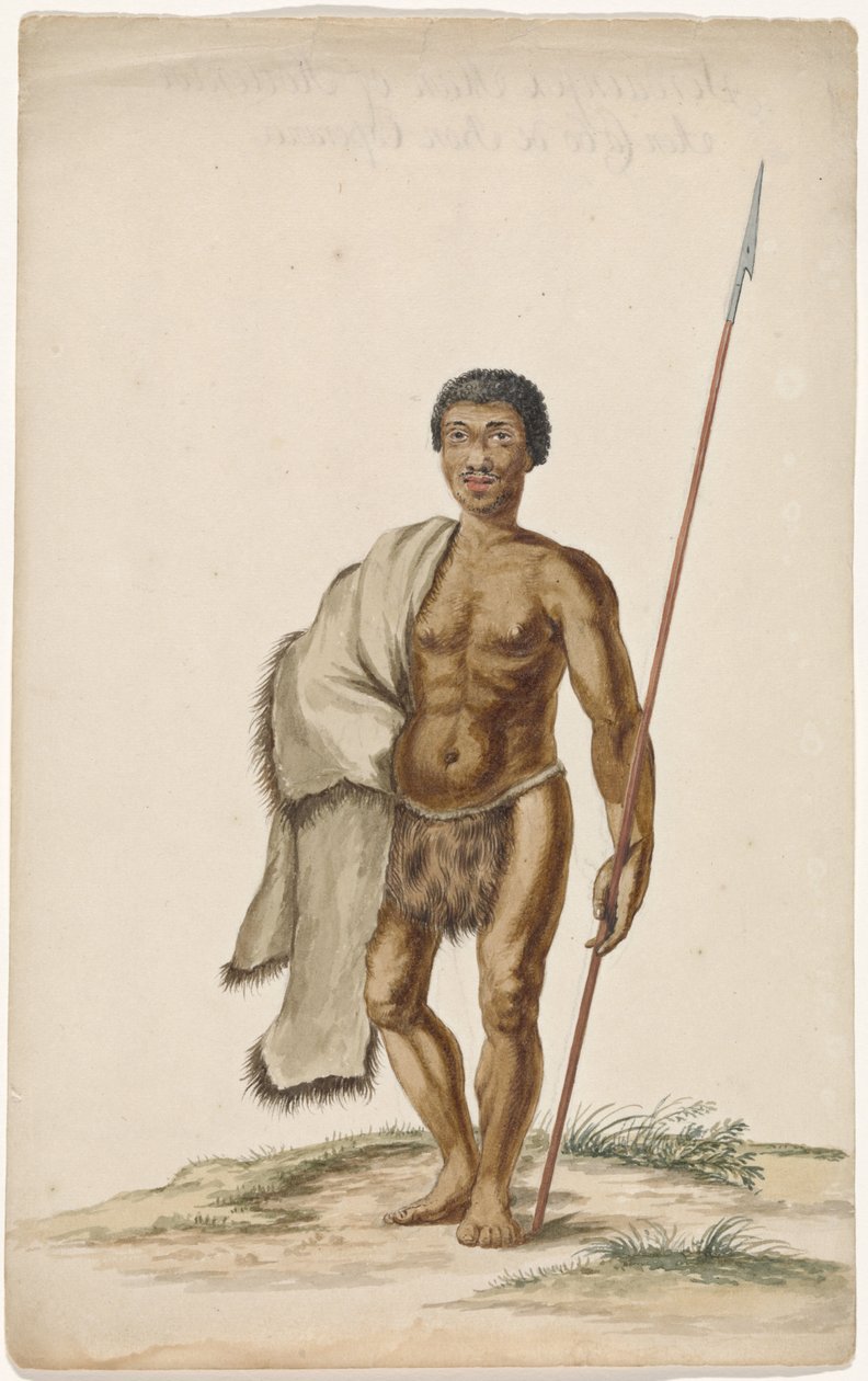 Khoikhoi Man with Assegai by Anonymous