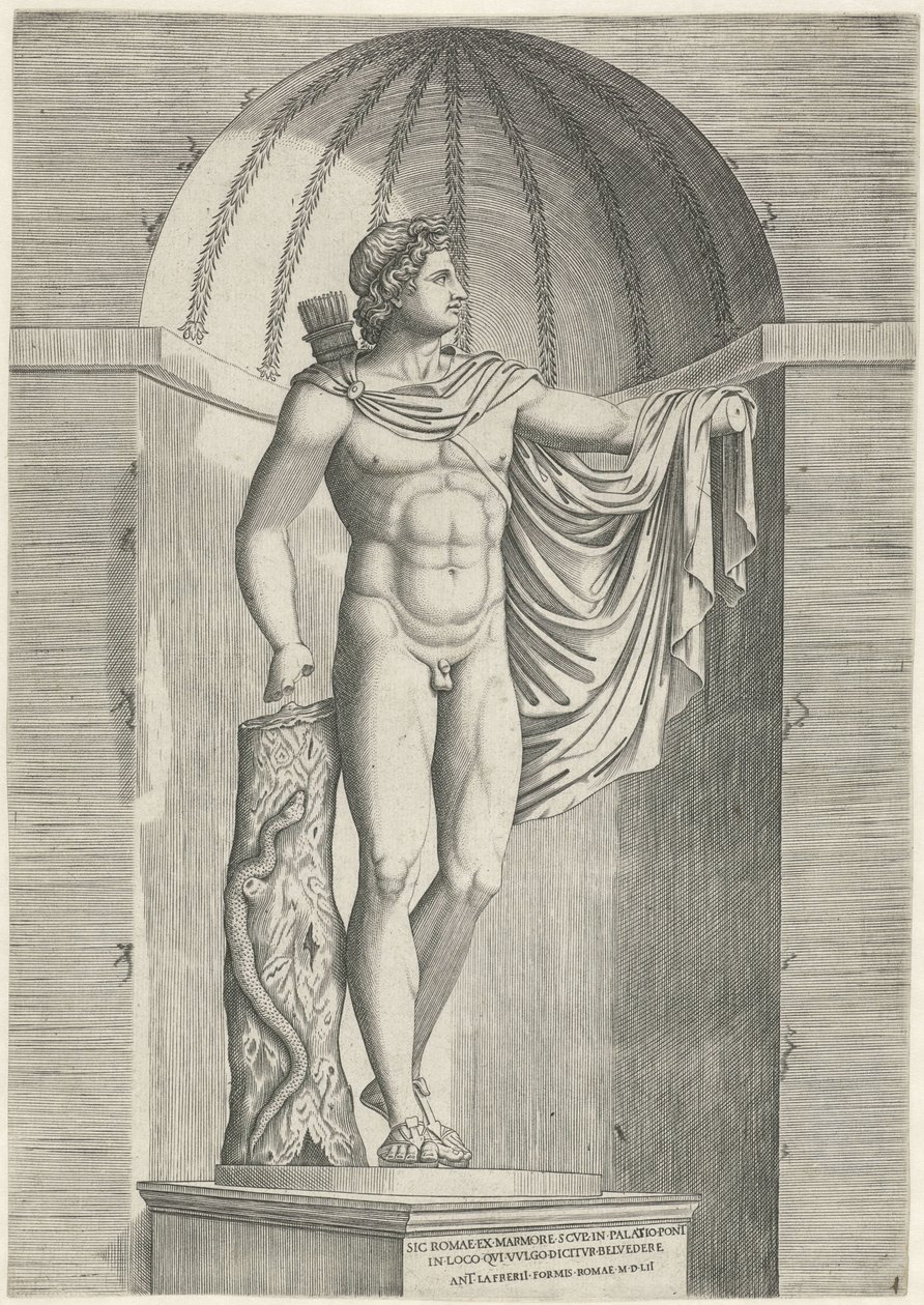 Classical Statue of Apollo Belvedere in Niche by Anonymous