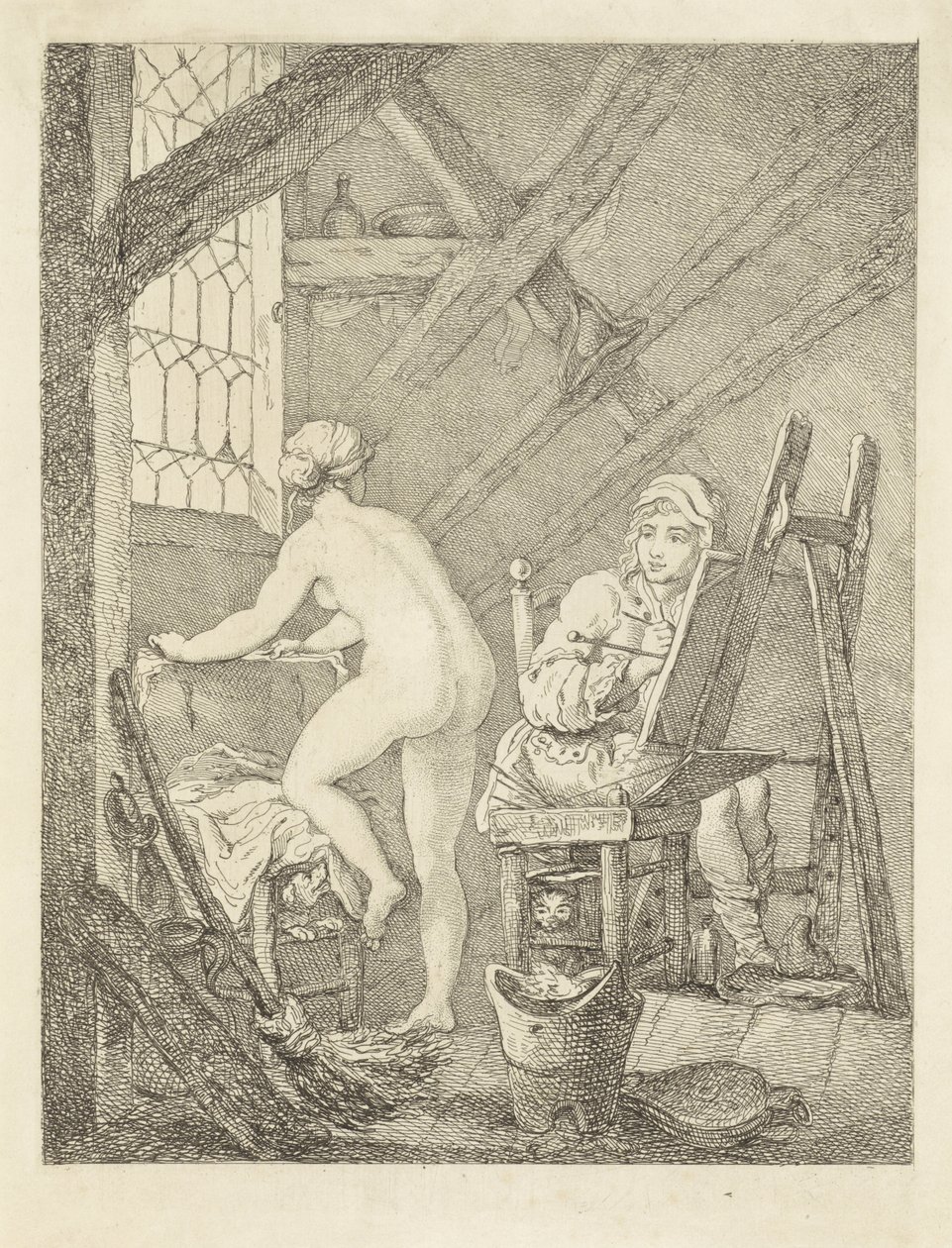 Artist Painting a Nude Model by Anonymous