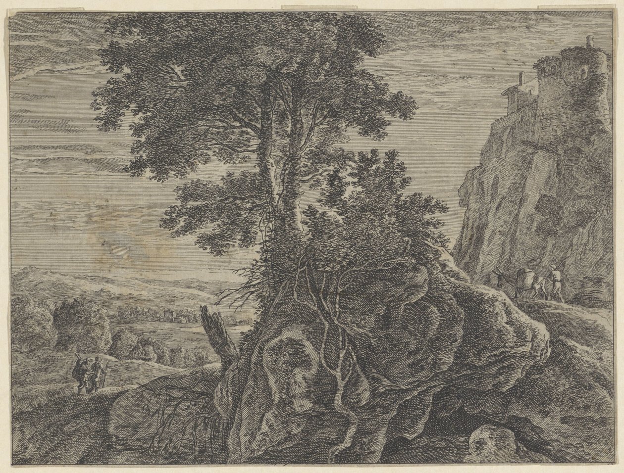 Landscape with a Building on a Rock by Anonymous