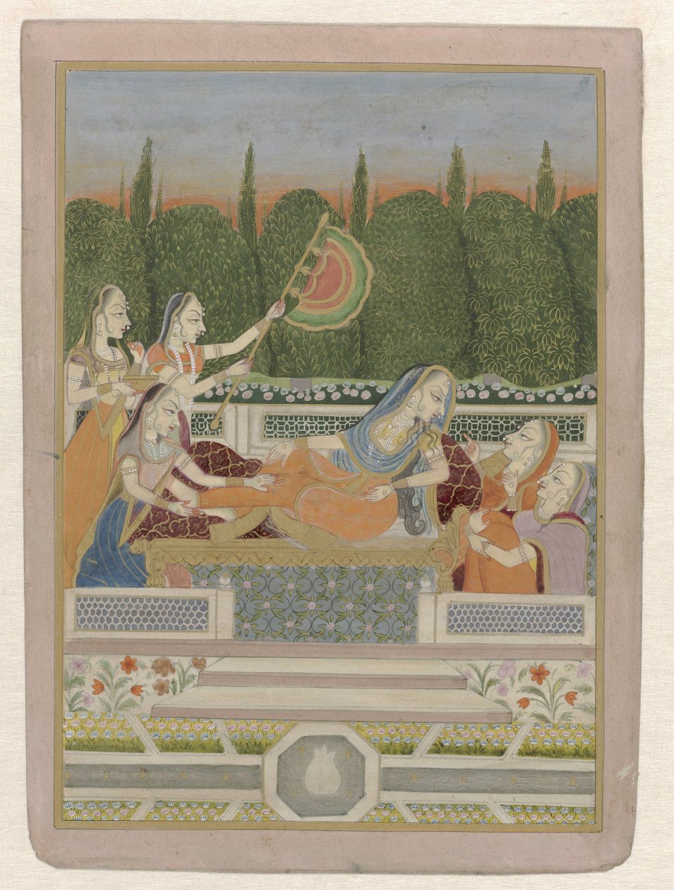 Reclining Princess with Attendants by Anonymous