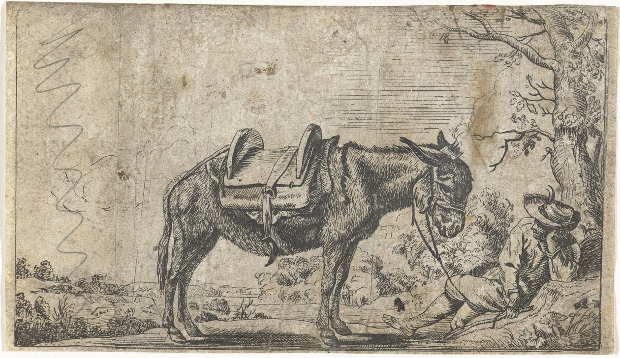 Man with Donkey by Anonymous