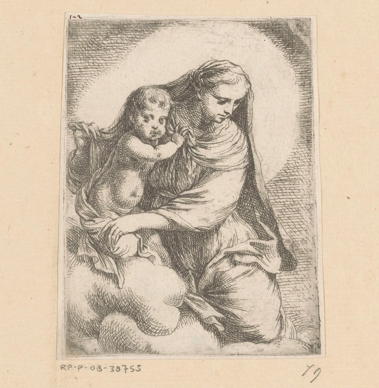 Mary with Child in the Clouds by Anonymous