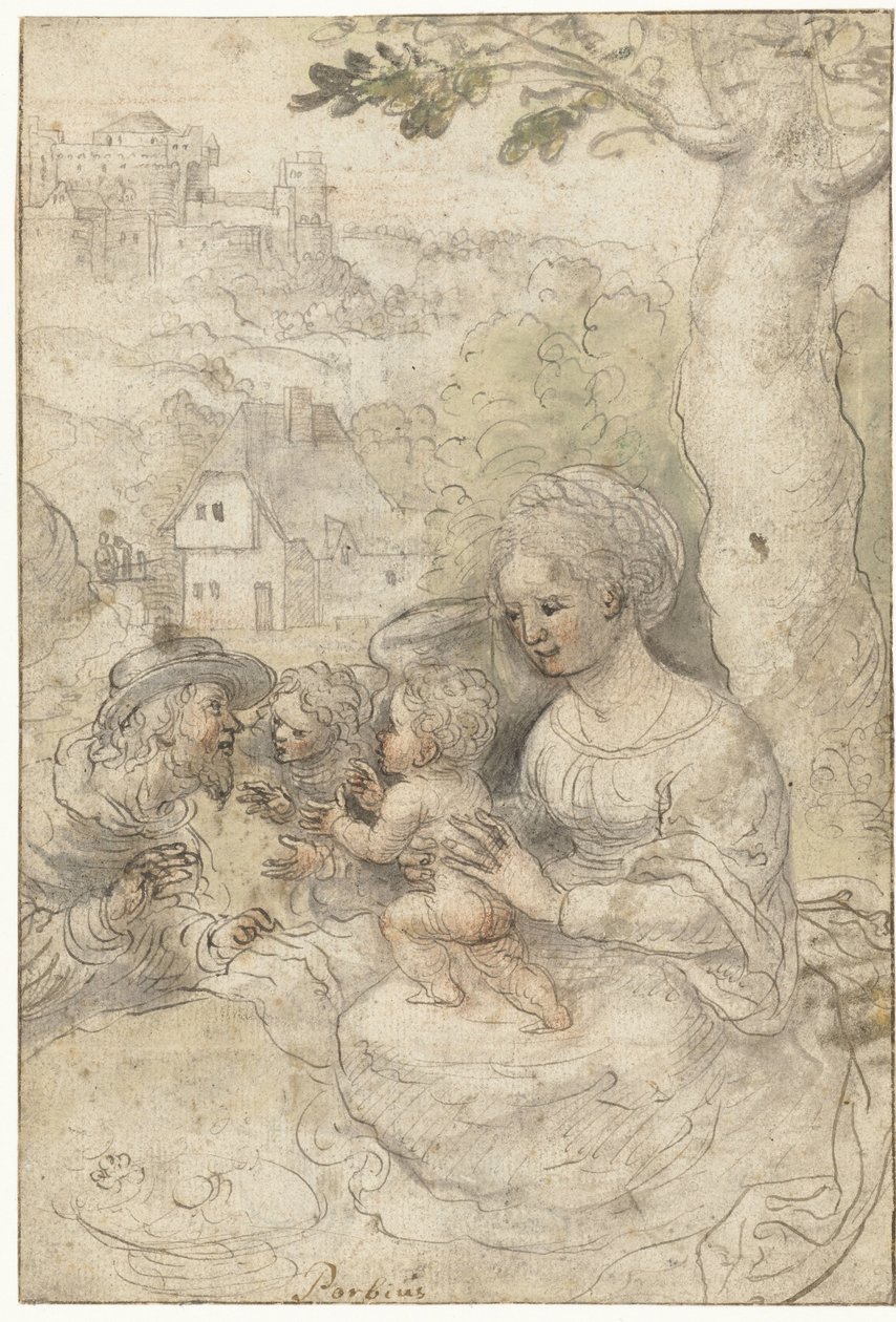 Mary with Child, Joseph Listening to an Angel by Anonymous