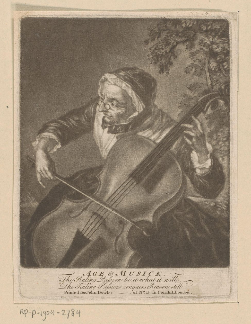 Old Woman Playing Cello by Anonymous