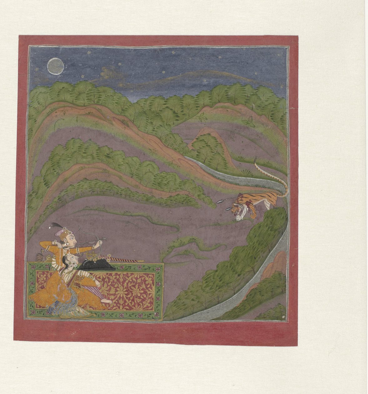 Couple in a Nocturnal Landscape with a Tiger by Anonymous