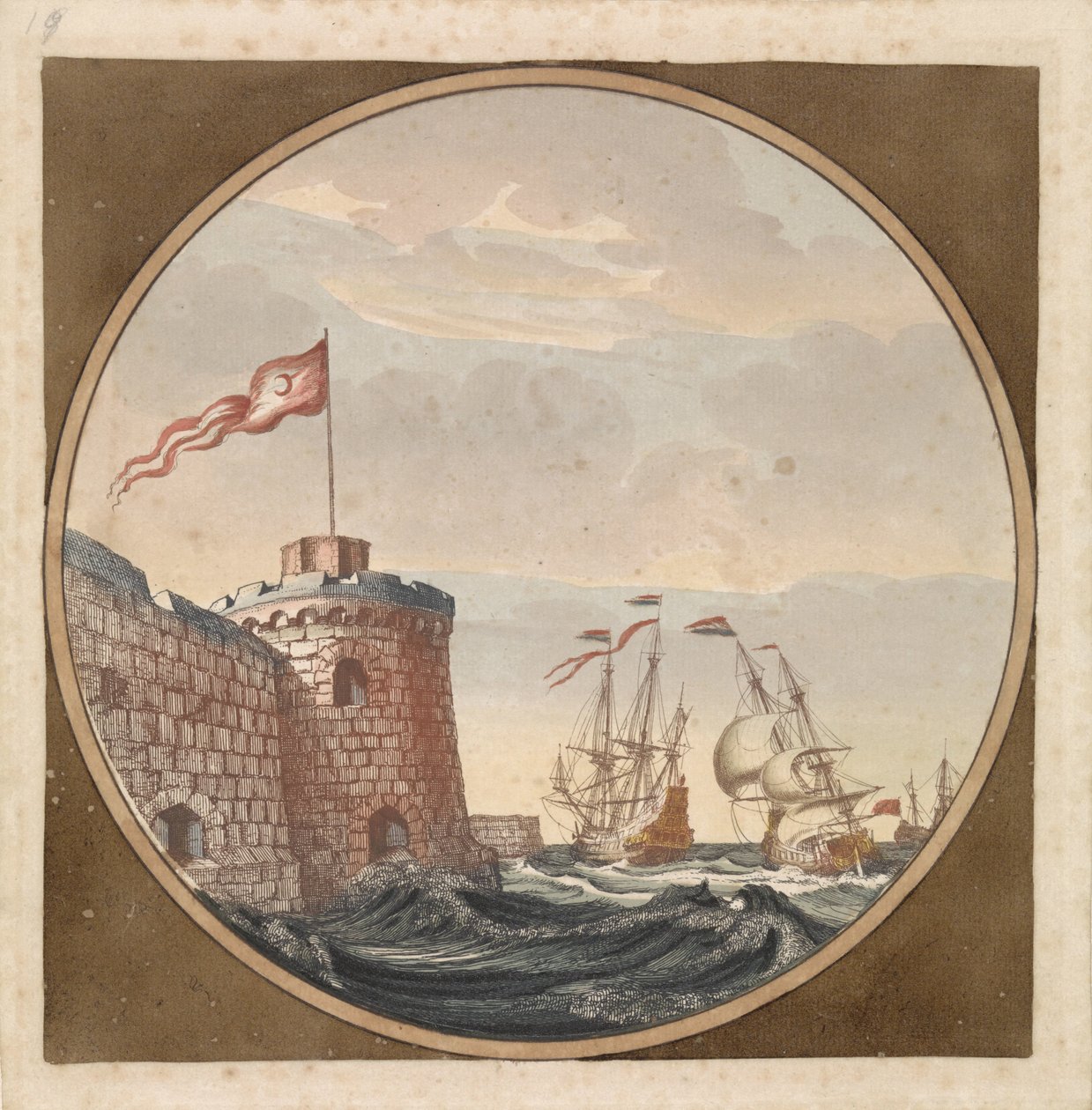 Ships Near a Bastion with Turkish Flag by Anonymous