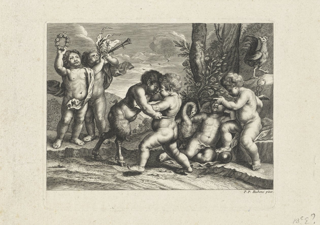 Playing Putti in a Landscape by Anonymous