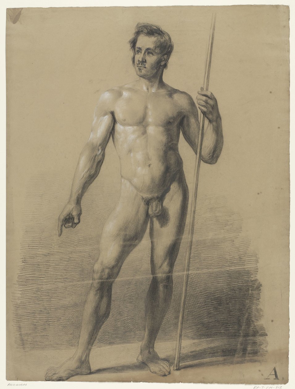 Standing Male Nude with Stick, Front View