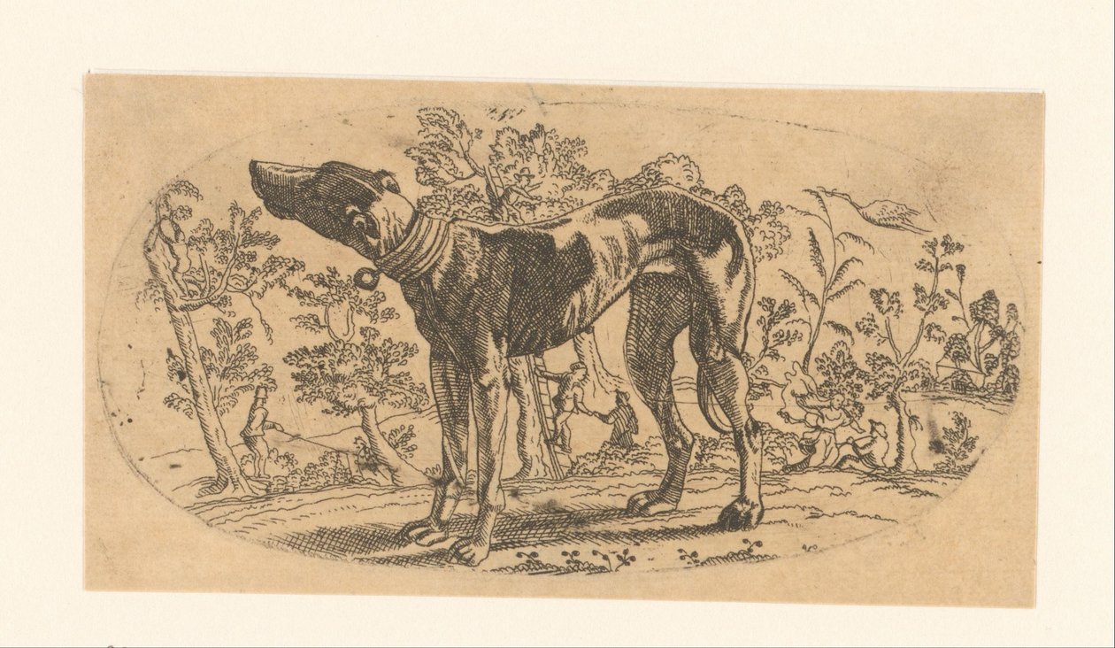 Standing Dog Before a Landscape by Anonymous