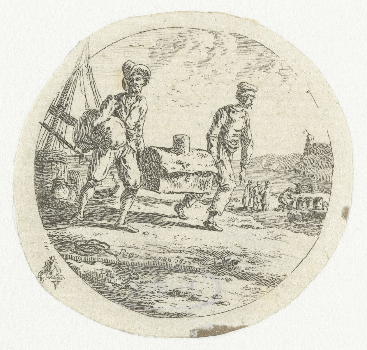 Two Men with a Chest by Anonymous