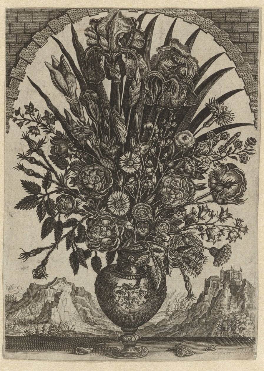Vase with Flowers in an Arched Window by Anonymous
