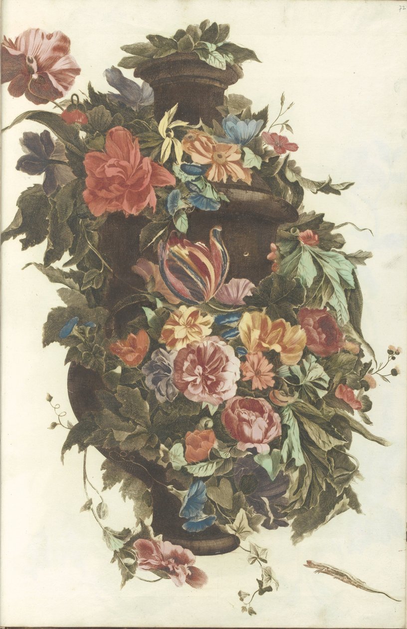 Vase Surrounded by Flower Garland by Anonymous