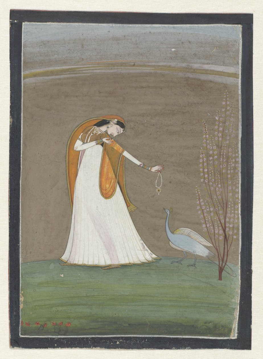 Woman with a Peacock by Anonymous