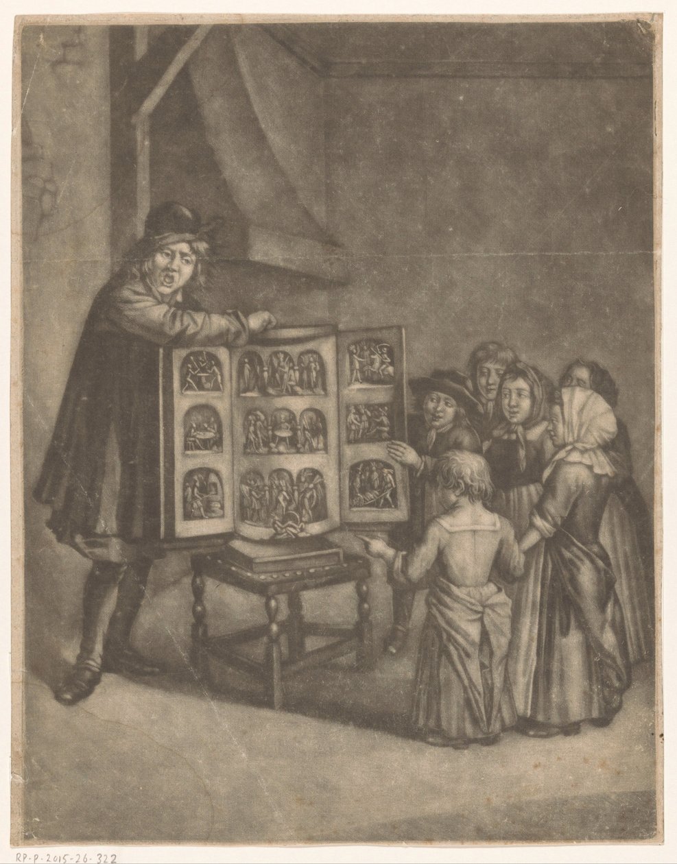 Six Children Around a Peep Show Box by Anonymous
