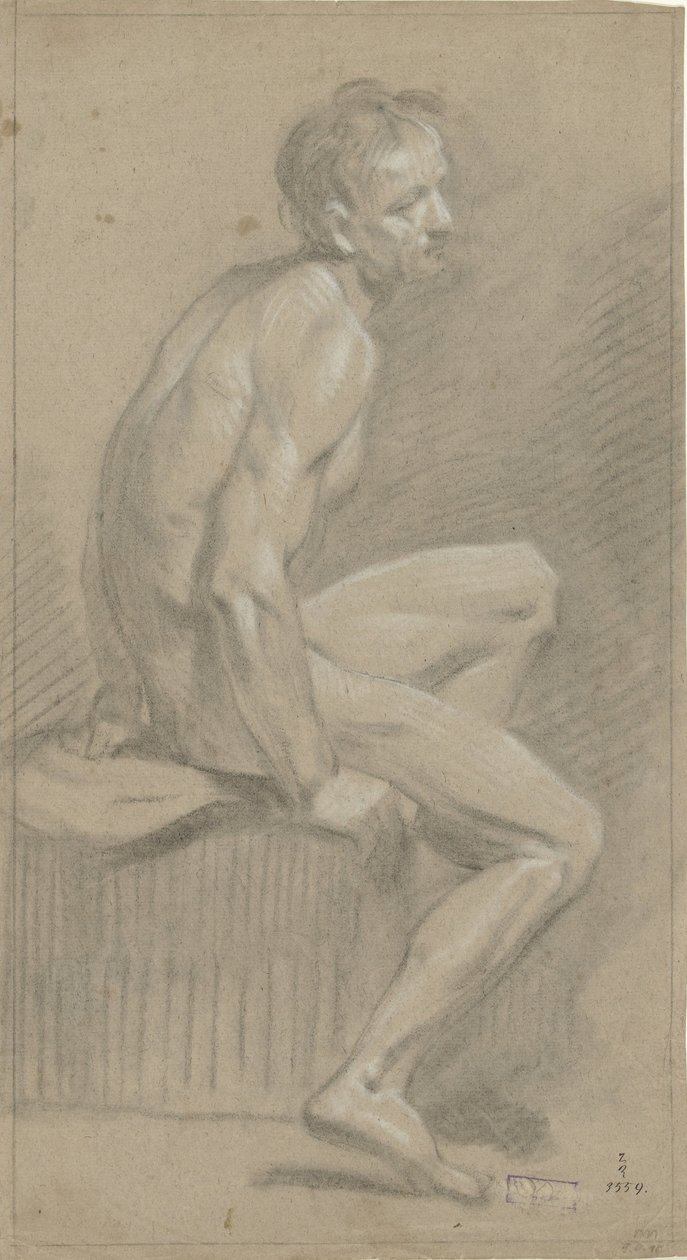 Seated Male Nude, Facing Right by Anonymous