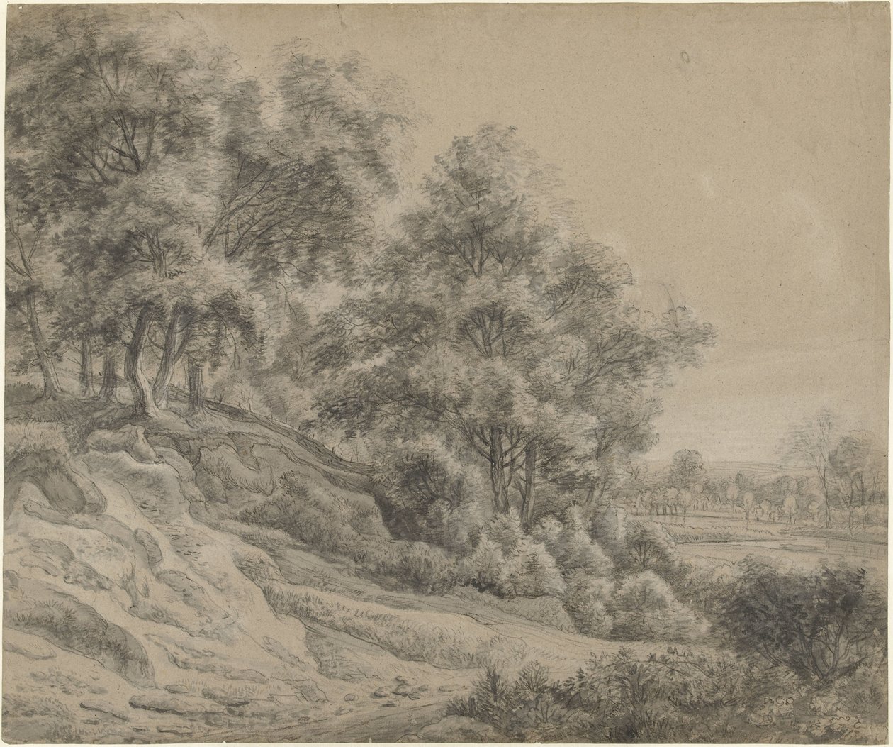 Trees in a Hilly Landscape by Anthonie Waterloo