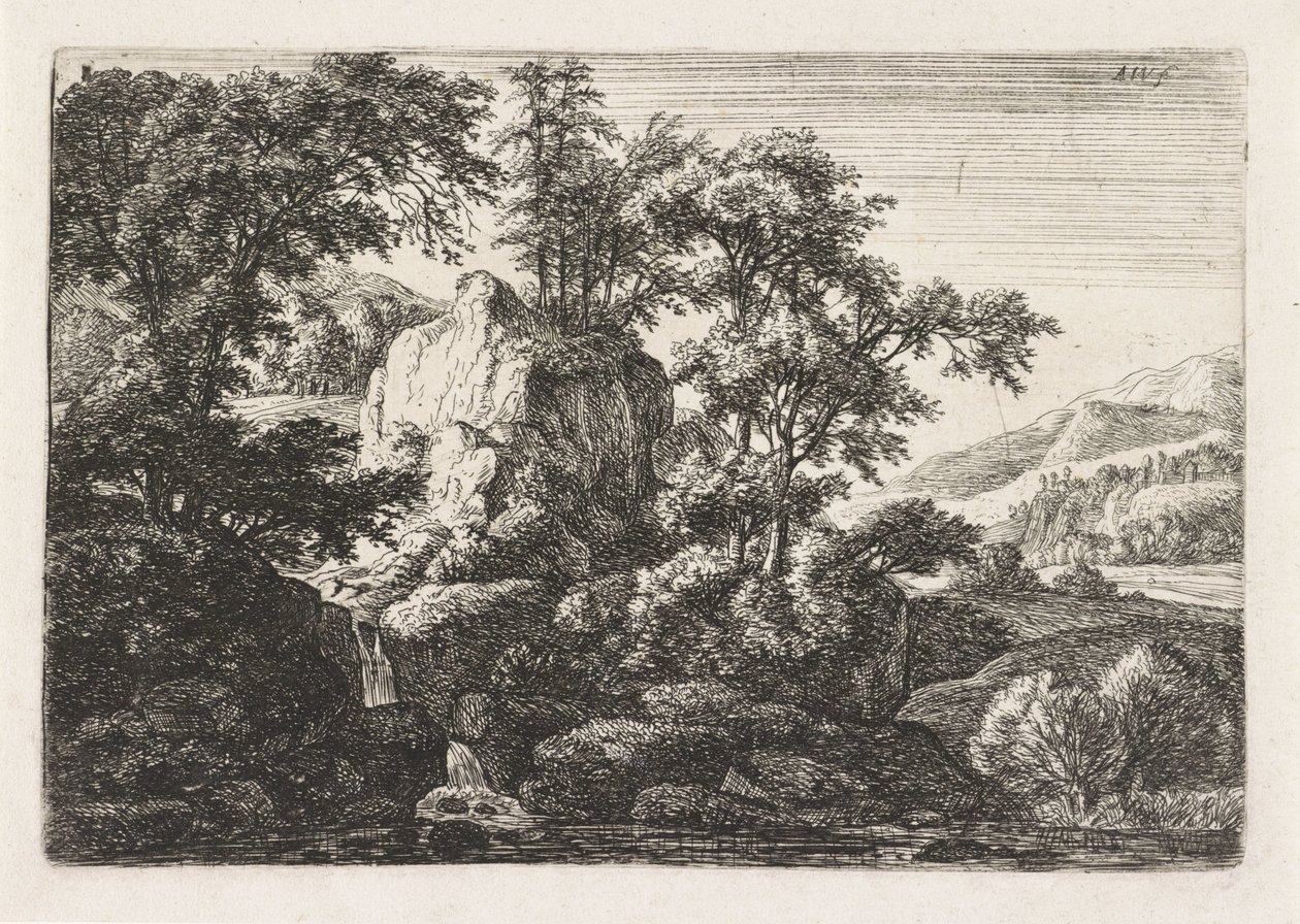 Double Waterfall (Landscapes with Rock Formations) by Anthonie Waterloo