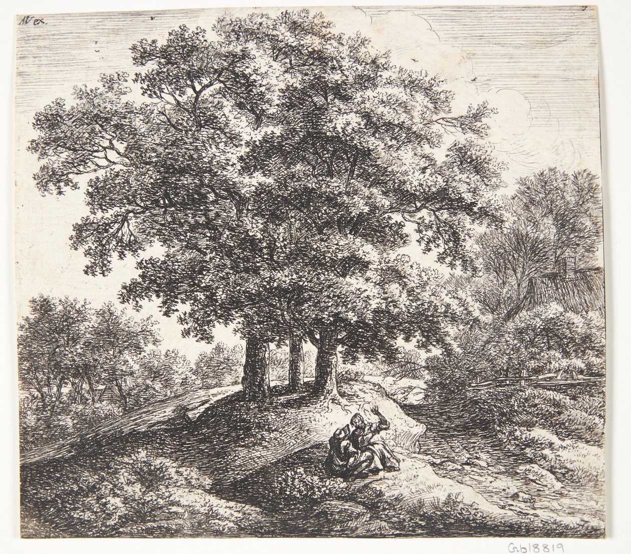 Seated Man and Woman by a Hollow Road by Anthonie Waterloo