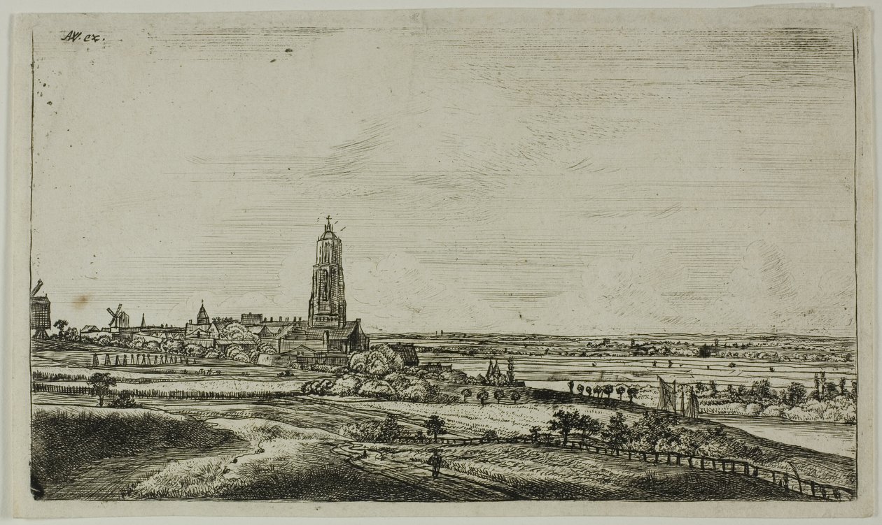 View of a Dutch Town (Rhenan) by Anthonie Waterloo