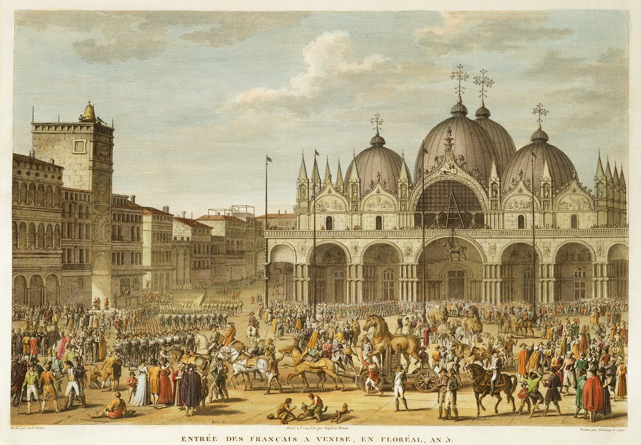 The Entry of the French into Venice and the Theft of the Horses of San Marco, in Floreal, Year 5 (May 1797) Engraved by Jean Duplessi-Bertaux (1747-1819) by Antoine Charles Horace Vernet