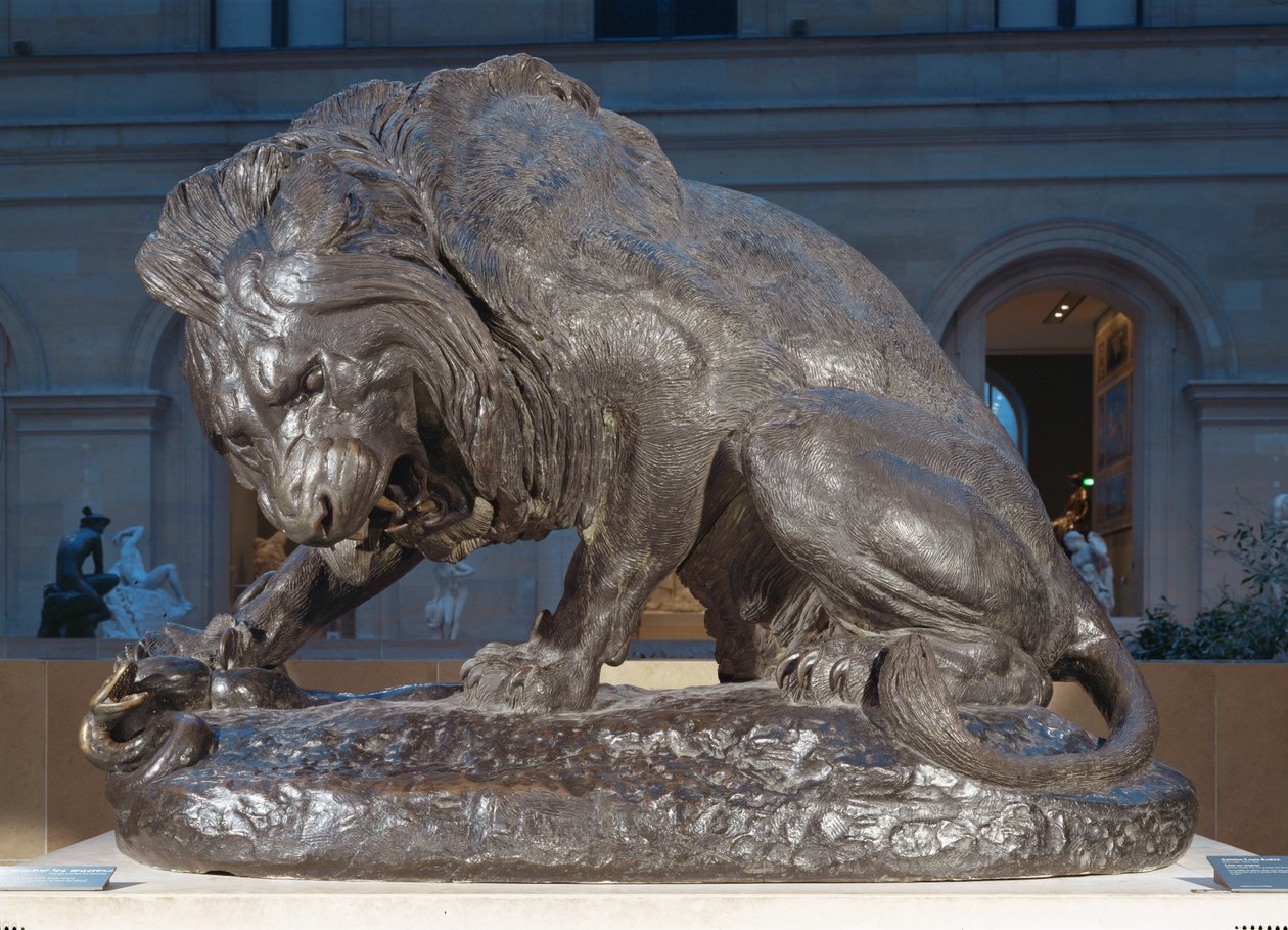Lion with a Serpent ... by Antoine Louis Barye