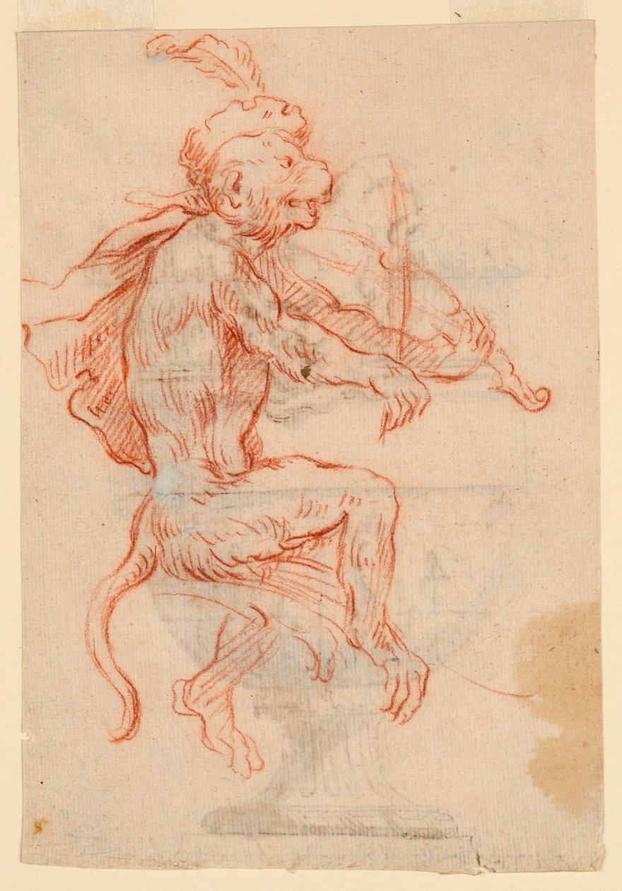 Monkey Playing a Violin by Antoine Watteau