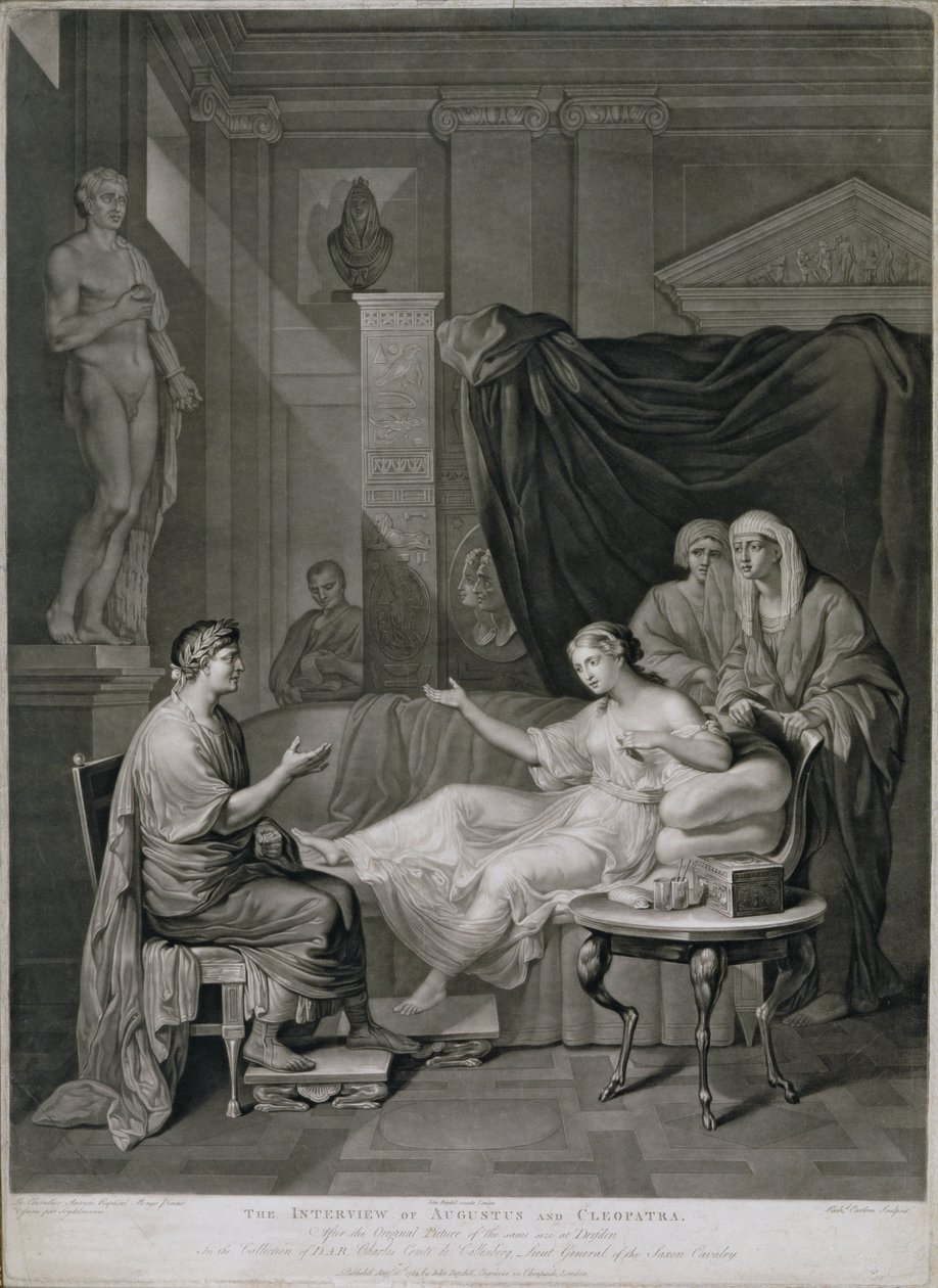 The Interview of Augustus and Cleopatra, engraved by Richard Earlom, published 1784 by Anton Raphael Mengs
