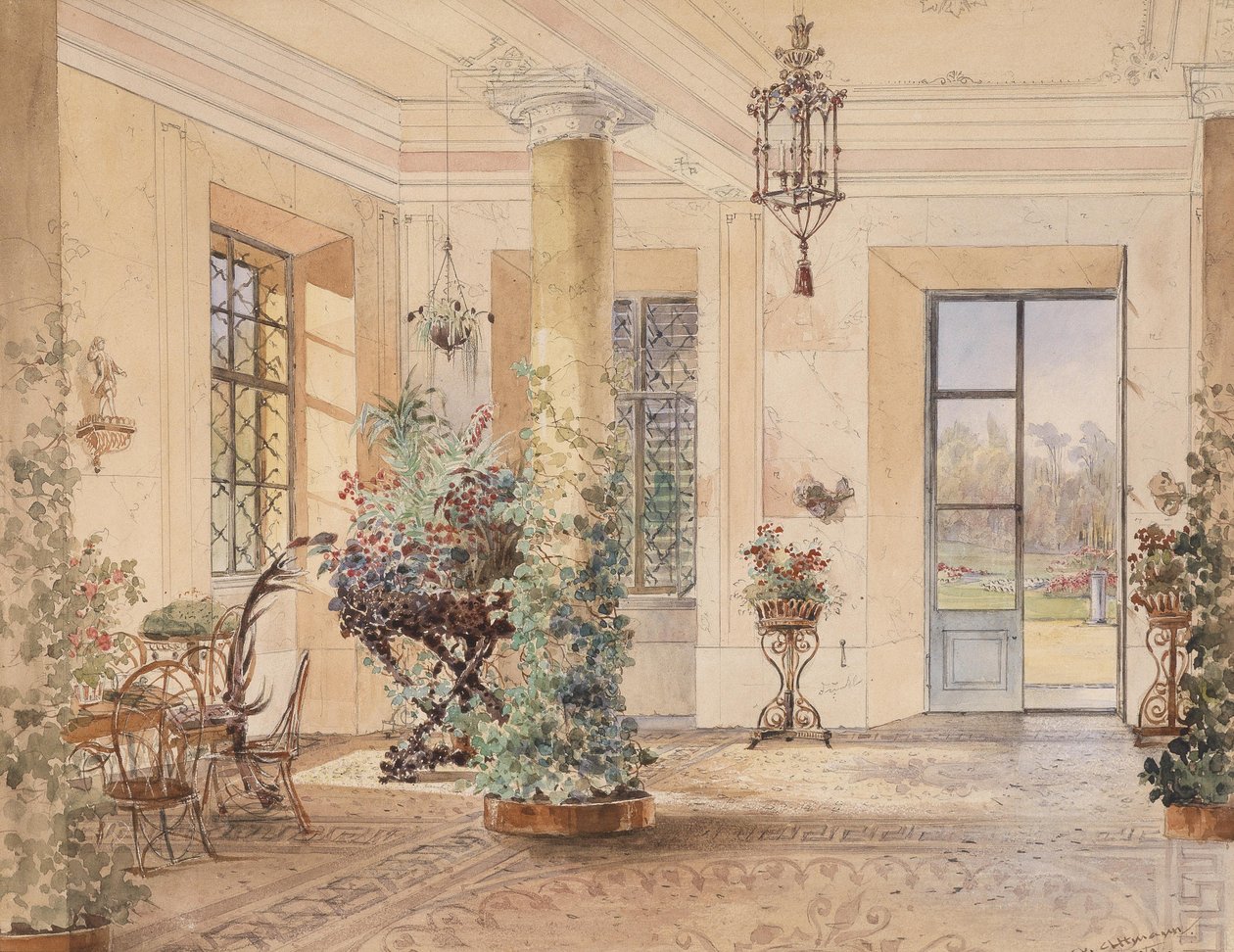 Sala Terrena in a Small Castle by Anton Altmann