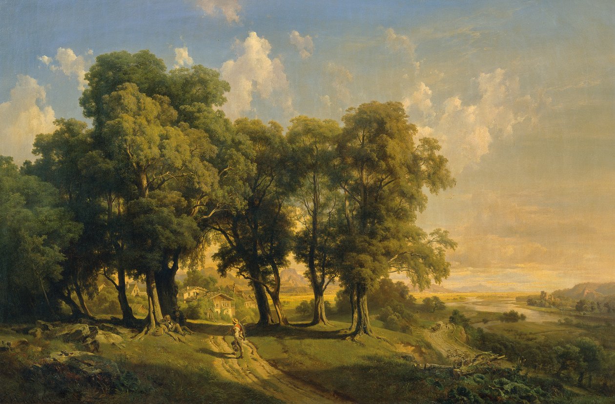 Under the Linden Trees (Evening Landscape) by Anton Hansch